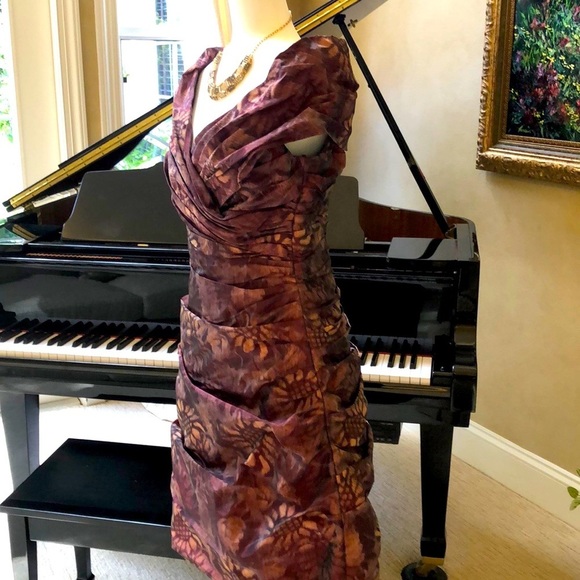 Rickie Freeman Teri Jon Iridescent Floral Women's Formal Dress Size 8 Like New - Picture 3 of 16